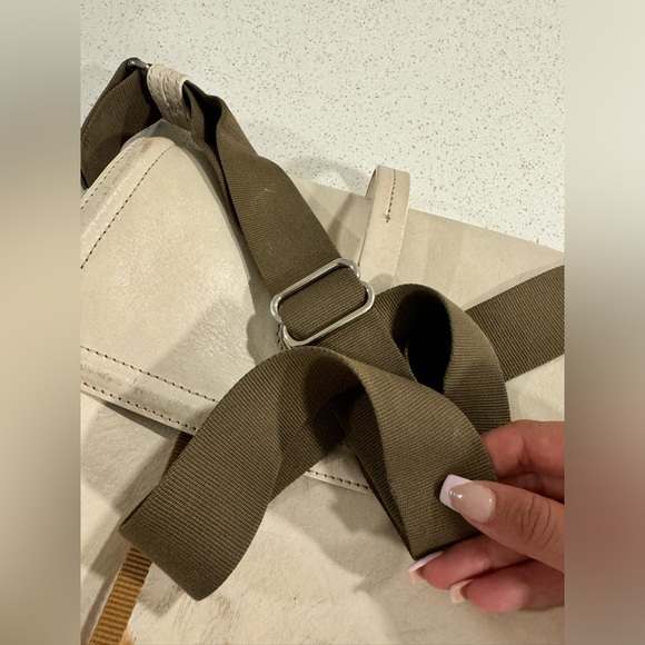 Dooney & Bourke Cream and olive green Messenger Bag with Flap-Over Design - Picture 10 of 11